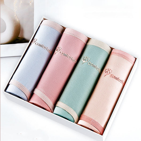 Stylish Two Tone Elastic Waist Hipster Women's Cotton Blend Underwear - Pink - Shop N Save