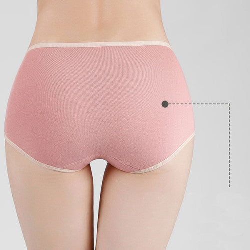 Stylish Two Tone Elastic Waist Hipster Women's Cotton Blend Underwear - Pink - Shop N Save