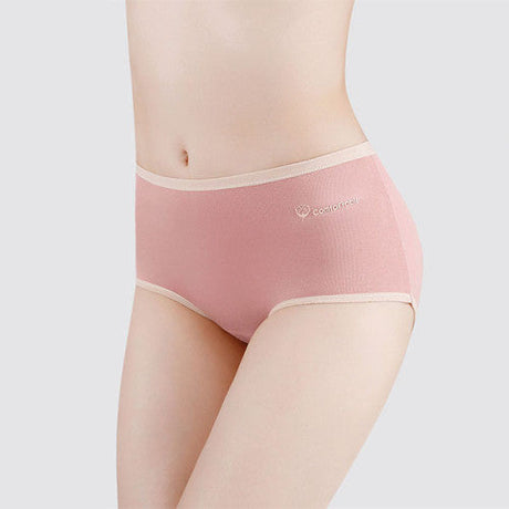 Stylish Two Tone Elastic Waist Hipster Women's Cotton Blend Underwear - Pink - Shop N Save