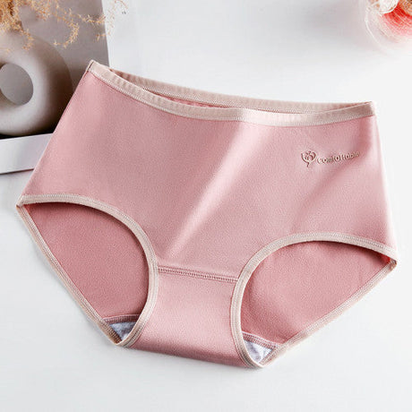 Stylish Two Tone Elastic Waist Hipster Women's Cotton Blend Underwear - Pink - Shop N Save