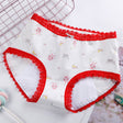 Printed Women Underwear High Waist Elastic Undergarments Lace Patched Breathable Soft Fabric Panty - White Red - Shop N Save