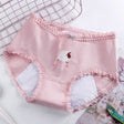 Printed Women Underwear High Waist Elastic Undergarments Lace Patched Breathable Soft Fabric Panty - Light Pink - Shop N Save