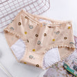 Printed Women Underwear High Waist Elastic Undergarments Lace Patched Breathable Soft Fabric Panty - Multi Color - Shop N Save