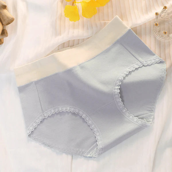 Floral Lace High Waist Briefs Stylish Soft Fabric Women's Underwear - Light Gray - Shop N Save
