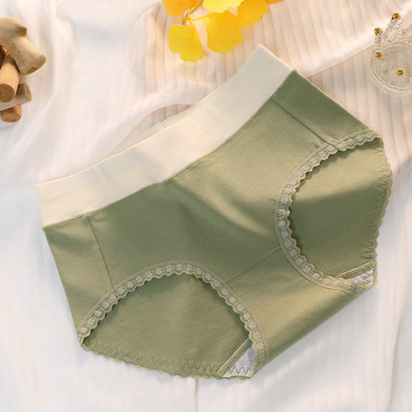 Floral Lace High Waist Briefs Stylish Soft Fabric Women's Underwear - Green - Shop N Save