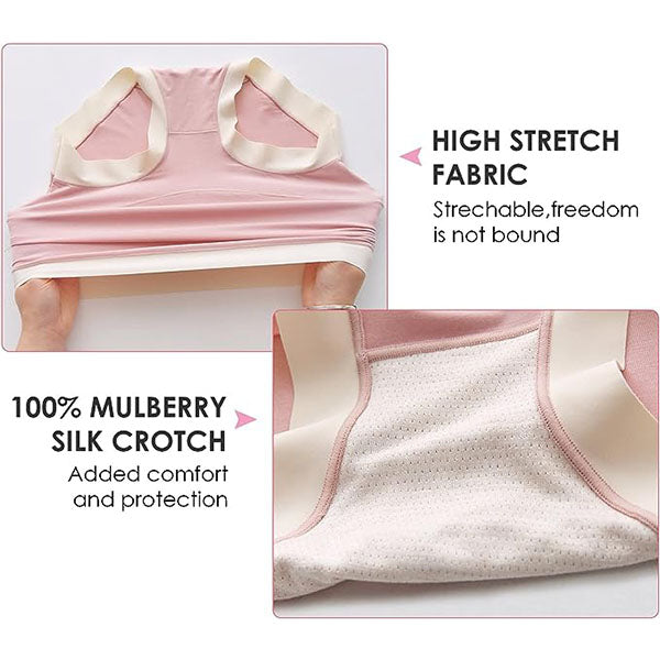 Floral Lace High Waist Briefs Stylish Soft Fabric Women's Underwear - Light Pink - Shop N Save