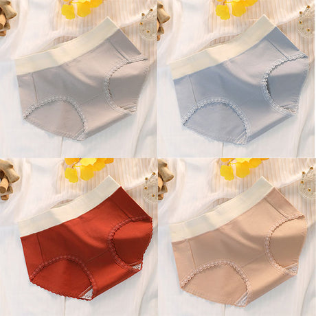 Floral Lace High Waist Briefs Stylish Soft Fabric Women's Underwear - Light Gray - Shop N Save