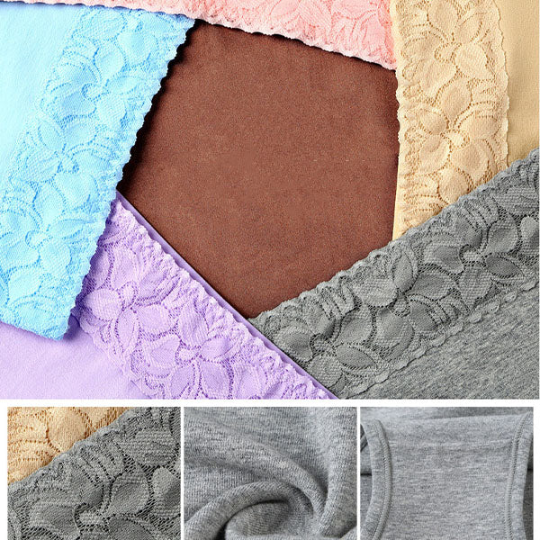 Elegant Lace High Waist Women's Brief Stylish Innerwear Comfortable Cotton Blends Underwear - Apricot - Shop N Save