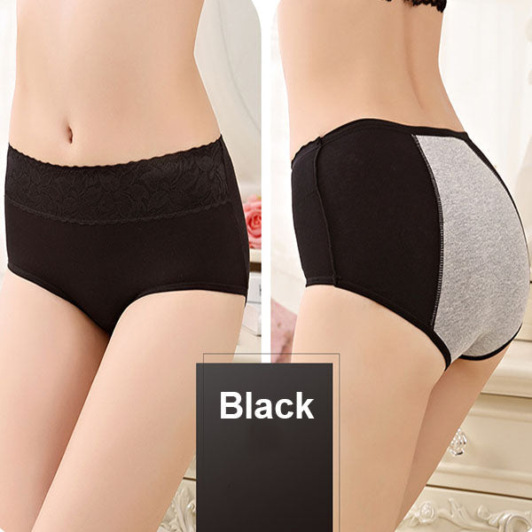 Elegant Lace High Waist Women's Brief Stylish Innerwear Comfortable Cotton Blends Underwear - Black - Shop N Save