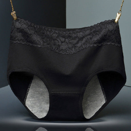 Elegant Lace High Waist Women's Brief Stylish Innerwear Comfortable Cotton Blends Underwear - Black - Shop N Save