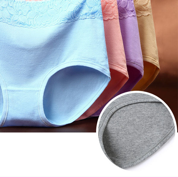 Elegant Lace High Waist Women's Brief Stylish Innerwear Comfortable Cotton Blends Underwear - Light Purple - Shop N Save