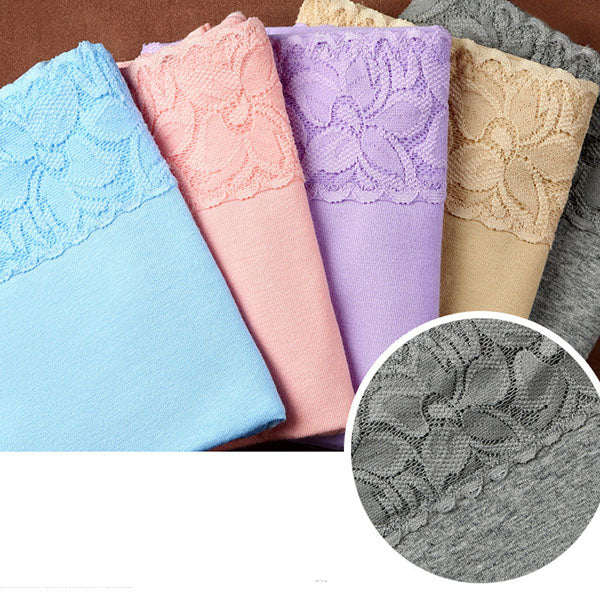 Elegant Lace High Waist Women's Brief Stylish Innerwear Comfortable Cotton Blends Underwear - Apricot - Shop N Save