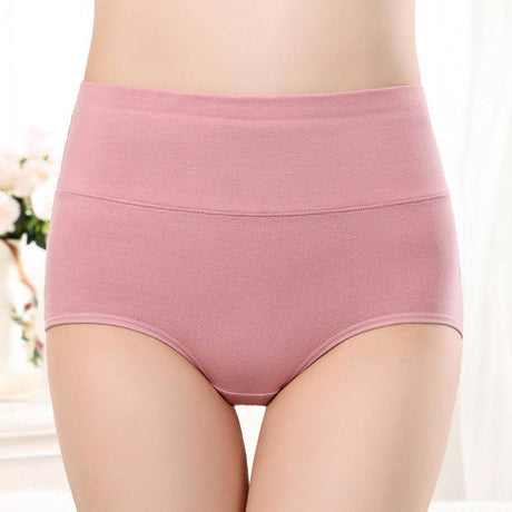 Belly Shaper High Elastic Waist Underwear Brief Stylish Plain Color Women Undergarments - Light Pink - Shop N Save