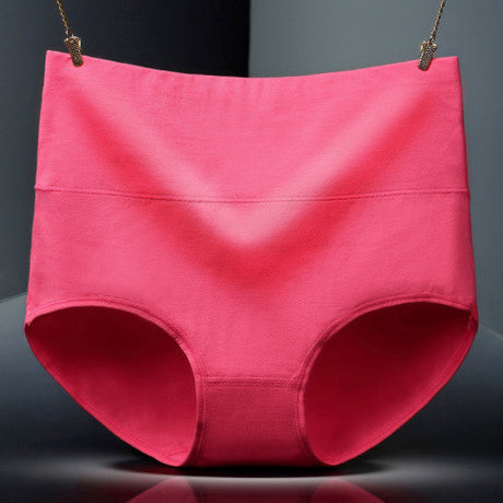 Belly Shaper High Elastic Waist Underwear Brief Stylish Plain Color Women Undergarments - Rose Pink - Shop N Save