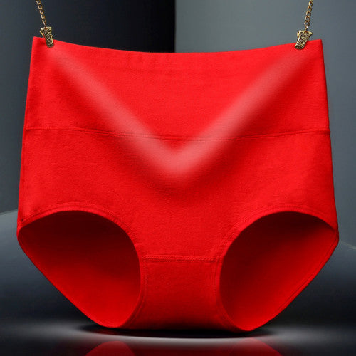Belly Shaper High Elastic Waist Underwear Brief Stylish Plain Color Women Undergarments - Red - Shop N Save