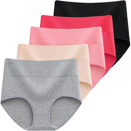 Belly Shaper High Elastic Waist Underwear Brief Stylish Plain Color Women Undergarments - Red - Shop N Save