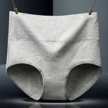 Belly Shaper High Elastic Waist Underwear Brief Stylish Plain Color Women Undergarments - Gray - Shop N Save