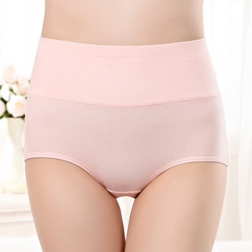 Belly Shaper High Elastic Waist Underwear Brief Stylish Plain Color Women Undergarments - Pink - Shop N Save