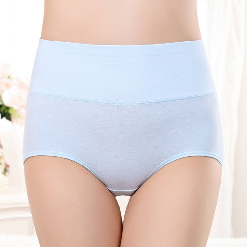 Belly Shaper High Elastic Waist Underwear Brief Stylish Plain Color Women Undergarments - Sky Blue - Shop N Save