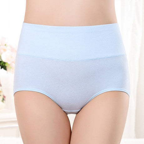Belly Shaper High Elastic Waist Underwear Brief Stylish Plain Color Women Undergarments - Sky Blue - Shop N Save