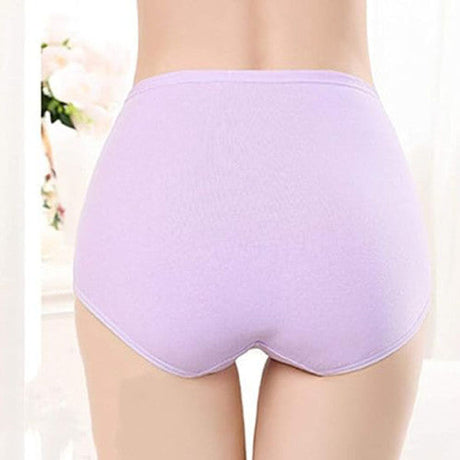 Belly Shaper High Elastic Waist Underwear Brief Stylish Plain Color Women Undergarments - Light Purple - Shop N Save