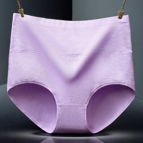 Belly Shaper High Elastic Waist Underwear Brief Stylish Plain Color Women Undergarments - Light Purple - Shop N Save
