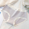 Stylish Ribbed High Waist Hipsters Two Tone Women's Panties Cotton Blend Fabric Underwear - Light Purple - Shop N Save