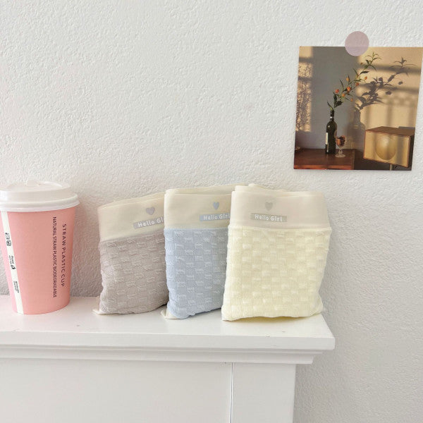 Stylish Ribbed High Waist Hipsters Two Tone Women's Panties Cotton Blend Fabric Underwear - Light Blue - Shop N Save