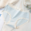 Stylish Ribbed High Waist Hipsters Two Tone Women's Panties Cotton Blend Fabric Underwear - Light Blue - Shop N Save