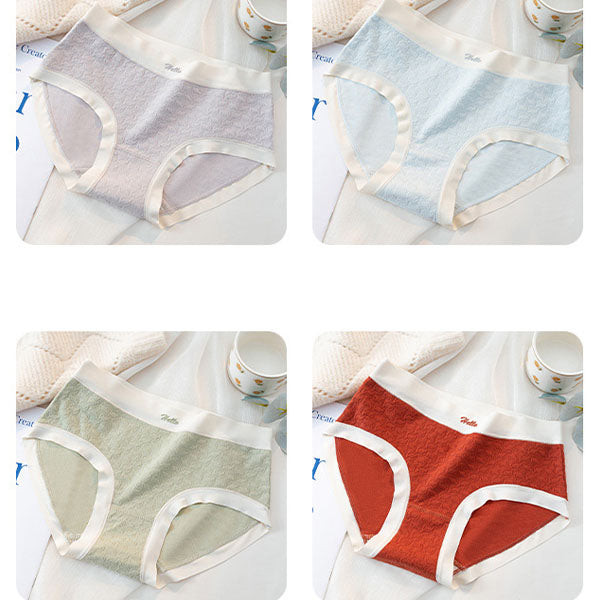 Stylish Ribbed High Waist Hipsters Two Tone Women's Panties Cotton Blend Fabric Underwear - Light Green - Shop N Save