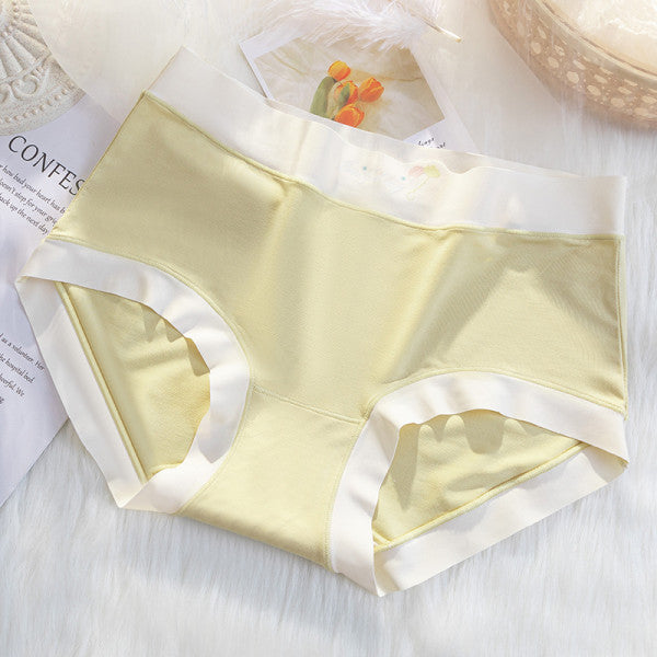 Elastic Waist Two Tone Hipster Panty Women's Innerwear Spandex Underwear's - Light Yellow - Shop N Save