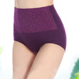 Floral Embossed Print High Elastic Waist Underwear Women Summer Wear Inner Soft Comfy Fabric Women's Panty - Purple - Shop N Save
