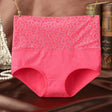 Floral Embossed Print High Elastic Waist Underwear Women Summer Wear Inner Soft Comfy Fabric Women's Panty - Hot Pink - Shop N Save