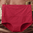 Floral Embossed Print High Elastic Waist Underwear Women Summer Wear Inner Soft Comfy Fabric Women's Panty - Wine Red - Shop N Save