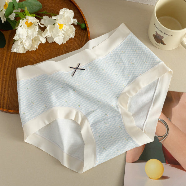 Bow Patched Cotton Hipsters Trendy Women\'s Underwear Collection with Soft Fabric & Elastic Waist - Light Blue - Shop N Save