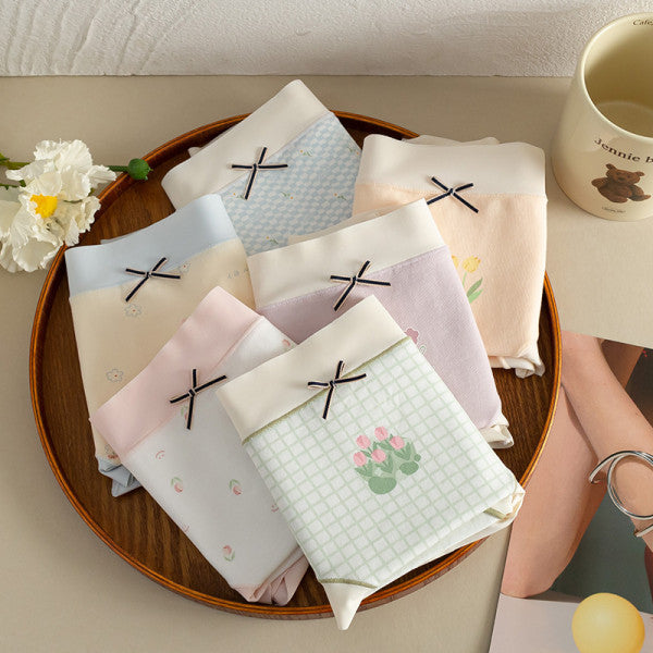 Bow Patched Cotton Hipsters Trendy Women\'s Underwear Collection with Soft Fabric & Elastic Waist - Light Blue - Shop N Save