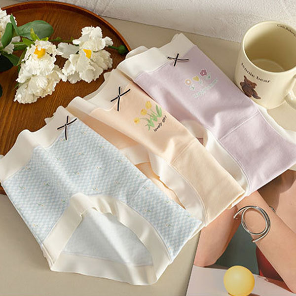 Bow Patched Cotton Hipsters Trendy Women's Underwear Collection with Soft Fabric & Elastic Waist - White Pink - Shop N Save