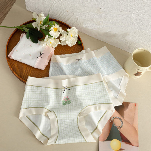 Bow Patched Cotton Hipsters Trendy Women's Underwear Collection with Soft Fabric & Elastic Waist - White Pink - Shop N Save