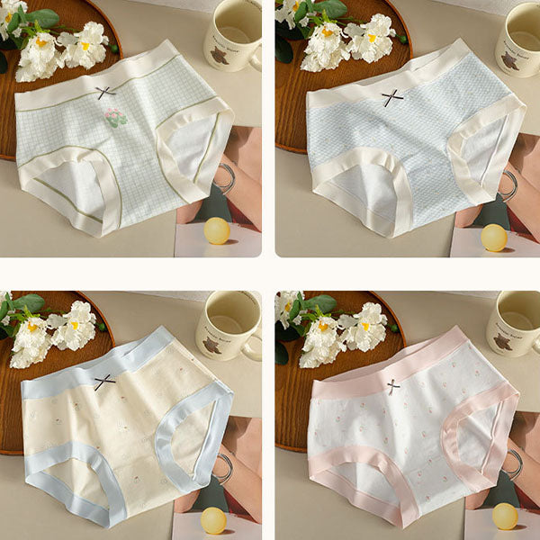 Bow Patched Cotton Hipsters Trendy Women's Underwear Collection with Soft Fabric & Elastic Waist - White Pink - Shop N Save