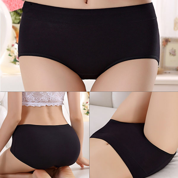 Stylish Hipster Panties Soft Breathable Underwear For Girls Cotton Blends Elastic Fitting Panty - Black - Shop N Save