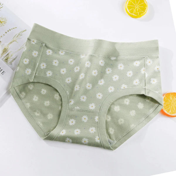 Stylish Light Green Hipster Underwear for Women Printed Soft Fabric Summer Fashion Girls Wear Panty Elastic Waist Cotton Blends