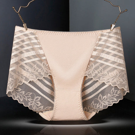 Stylish Floral Lace Hipster Underwear in Soft Cotton Blend Luxury Slim Fit Women's Panty - Skin - Shop N Save