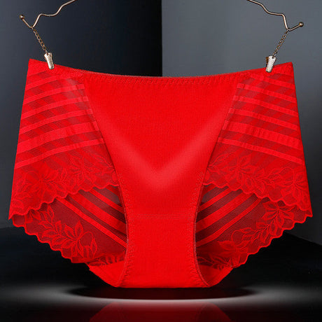 Stylish Floral Lace Hipster Underwear in Soft Cotton Blend Luxury Slim Fit Women's Panty - Red - Shop N Save
