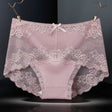 Luxurious Lace High Waist Wedding Underwear Soft Cotton Blends Floral Embroidered Bow Patch - Light Pink - Shop N Save
