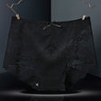 Luxurious Lace High Waist Wedding Underwear Soft Cotton Blends Floral Embroidered Bow Patch - Black - Shop N Save