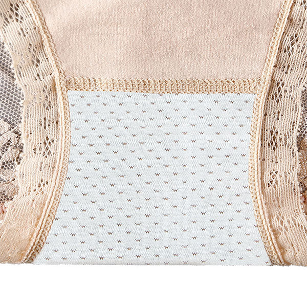 Luxurious Lace High Waist Wedding Underwear Soft Cotton Blends Floral Embroidered Bow Patch - Skin - Shop N Save