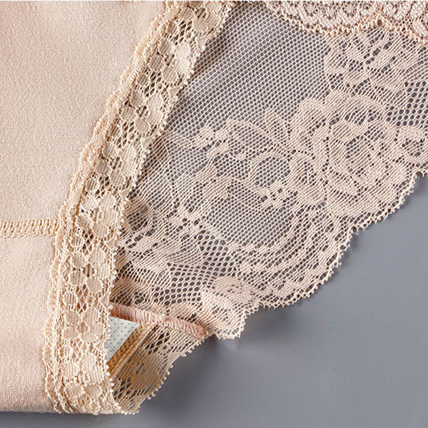 Luxurious Lace High Waist Wedding Underwear Soft Cotton Blends Floral Embroidered Bow Patch - Ice Lake Blue - Shop N Save