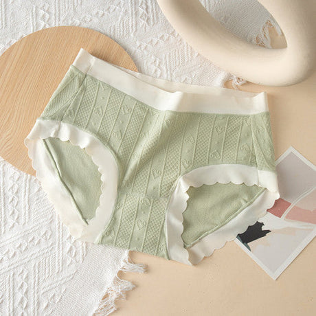 Striped Heart Pattern Underwear Wavy Stylish Women Undergarments Panty Summer Wear Light Thin Fabric - Light Green - Shop N Save