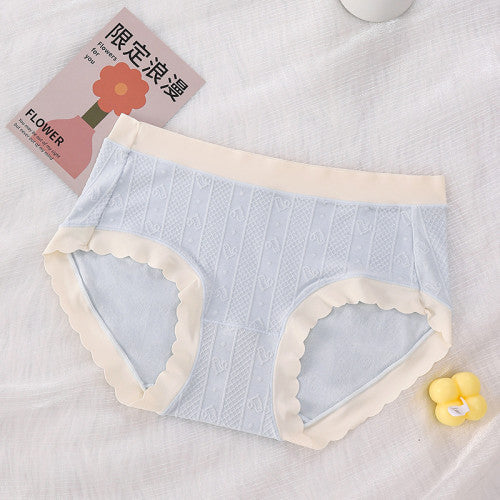 Striped Heart Pattern Underwear Wavy Stylish Women Undergarments Panty Summer Wear Light Thin Fabric - Light Blue - Shop N Save