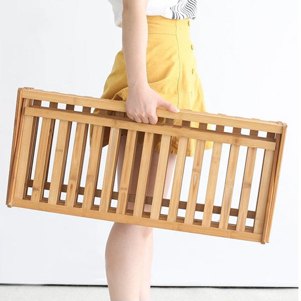 Triple Layer Bamboo Wooden Shoe Rack Space Saving Foldable Storage Organizer for Living Room Household